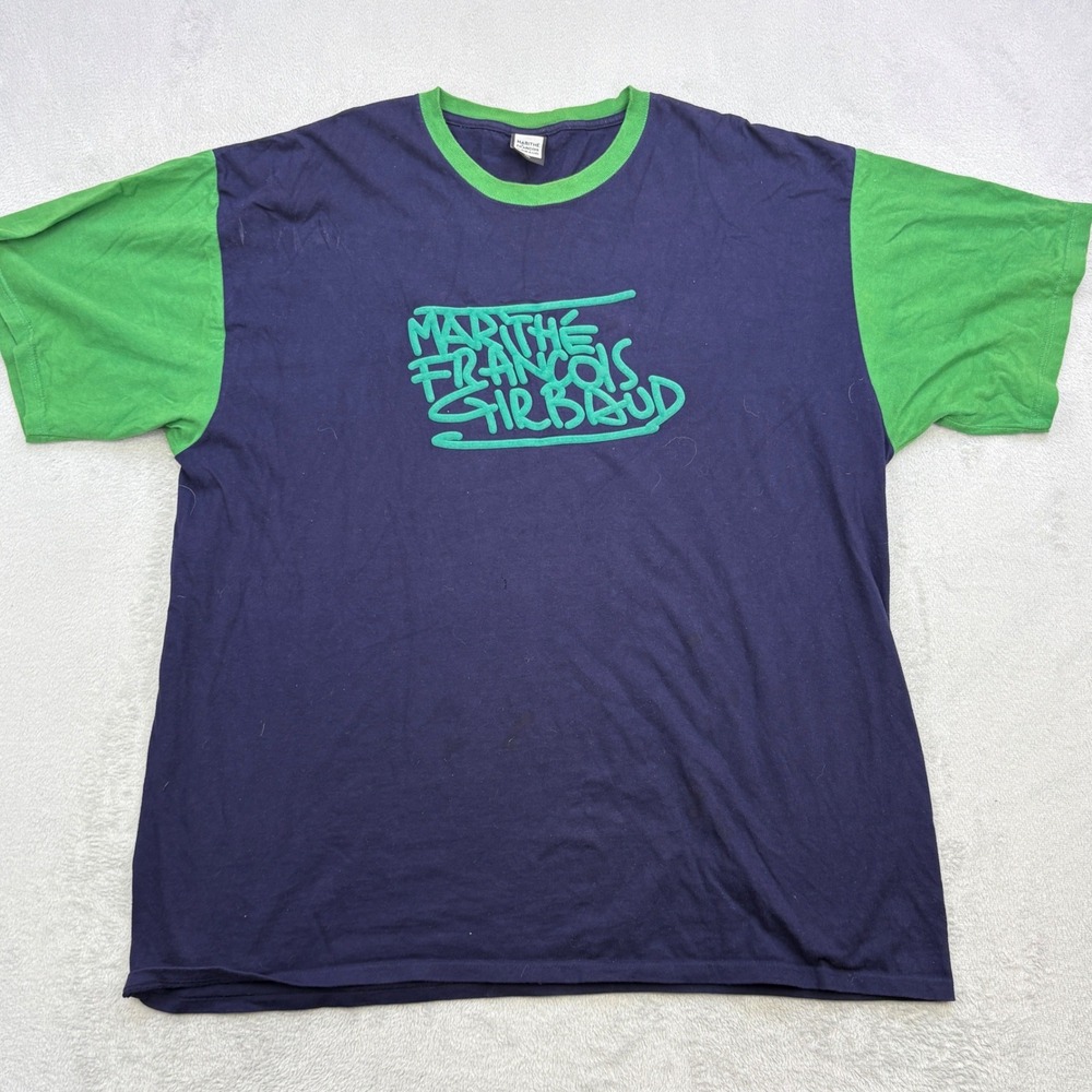 Marithe Francois Girbaud T Shirt Mens XXL Blue Green Logo Hip Hop Streetwear Y2K